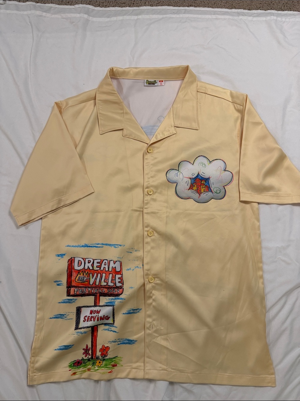 Dreamville Festival Pale Yellow Short-Sleeve Button-Down Bowling Shirt (2024)